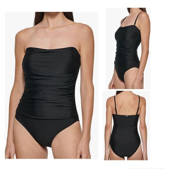 DKNY Ladies Swimsuit in Bandeau Maillot - Picture 1 of 7